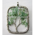 Lucky tree pendant,Natural Gravel pendant,chip stone beads pendant Rectangle